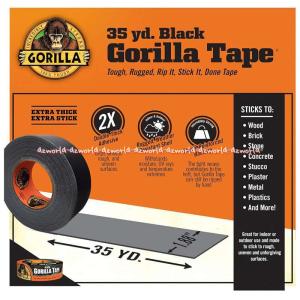 Gorilla Black Tape 32meter Lakban Hitam Kuat Merekat 3x Lebih Tebal