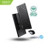ROBOT Portable Mini Wireless Keyboard and Mouse Combo Black/RED KM3000 - Hitam
