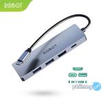 ROBOT USB Hub HT255S Multiport 5 in1 USB C Adapter Garansi 1th