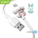 ROBOT Data Cable RPM100/RPL100/RPC100 Rabbit White 2.4A 100cm Original - Garansi 1 Tahun - RPL100