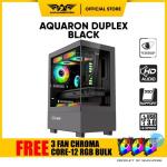 Casing Gaming Armaggeddon Aquaron Duplex M-ATX with Front Panel and Side Panel Tempered Glass More Viewable - BLACK