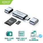 ROBOT Card Reader CR202 2 in 1 USB 3.0 Type-C OTG Memory Card Adapter