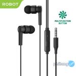 ROBOT Wired Headset RE702 3D Subwoofer Earphone TPE Solid Original - Garansi 1 Tahun - Hitam