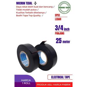 NITTO ISOLASI LISTRIK ORIGINAL Tape Hitam PVC kabel nito 3/4" 25M