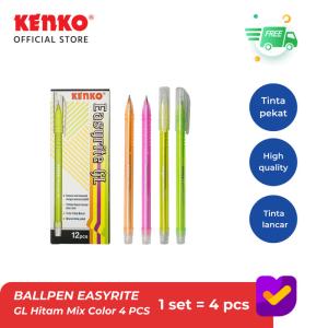 KENKO BALLPEN / PULPEN / PEN EASYRITE GL Black Mix Color 4 PCS