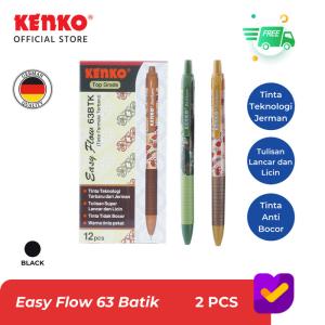 KENKO BALLPEN / Pulpen / Pena Cetek Easy Flow 63 Batik Mix Color 2 PCS