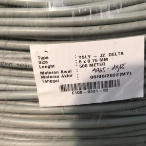 YSLY-JZ kabel multicore serabut 5 x 0.75mm DELTA abu-abu