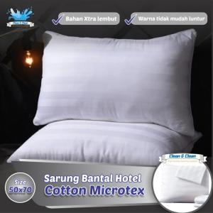 Sarung Bantal Hotel 50x70 Cotton Microtex Salur | Sarung Guling 35x100 - Putih, Sarung Bantal