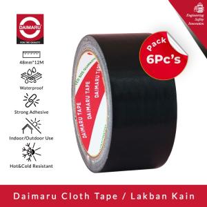 [Paket 6pcs] Daimaru Cloth Tape Lakban Kain Hitam 48 mm x 12 meter