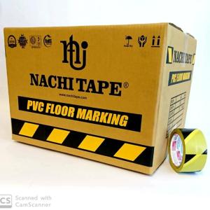 Dus- PVC Floor Marking Nachi Tape Lakban Lantai Kuning Hitam 48mm 20m