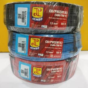 Kabel NYA 1,5 1.5 mm Jembo Roll 100 Meter Kawat Tunggal - Hitam