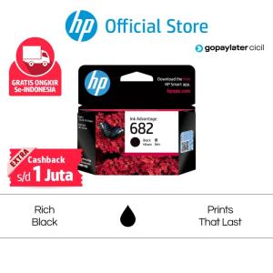 Tinta Printer HP Original 682 Hitam Black Cartridge Combo 2 Pack Warna - Black