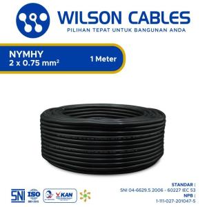 NYMHY 2x0.75 mm2 Meteran - Kabel Serabut Wilson Cables - Hitam