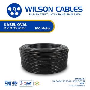 Kabel Oval 2x0.5 mm2 100 Meter - Kabel Tembaga Serabut Wilson Cables - Hitam