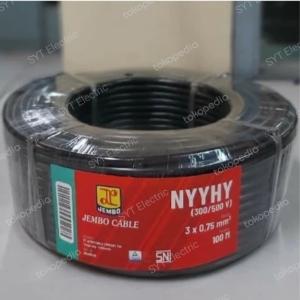 Kabel NYYHY 3x0,75 3x0.75 Jembo Roll 100 Meter Listrik Serabut